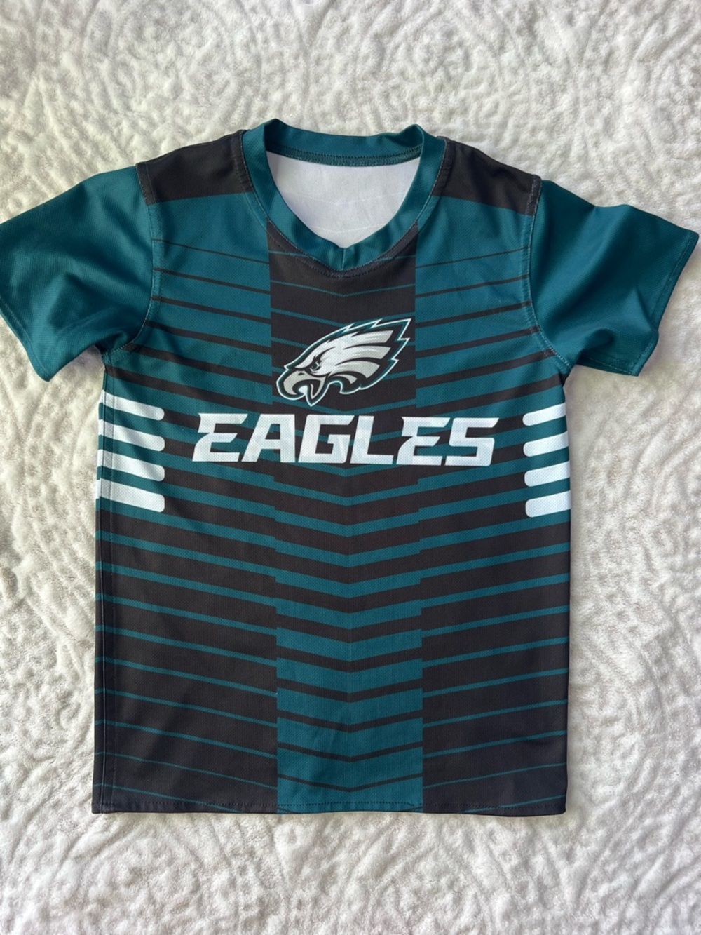 Kids Teal & Black Eagles Reversible Performance Tee | Flag Football | Size YM